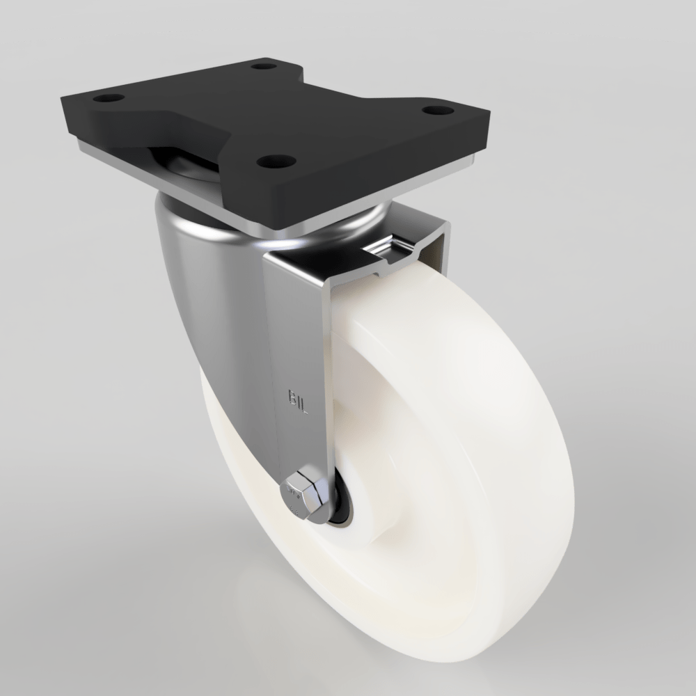 White Nylon Swivel Plate Castor 200mm 700kg