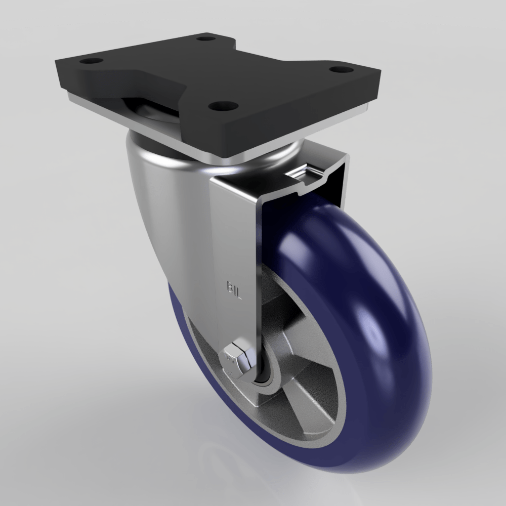 Blue Speed Polyurethane Swivel Plate Castor 200mm 700kg