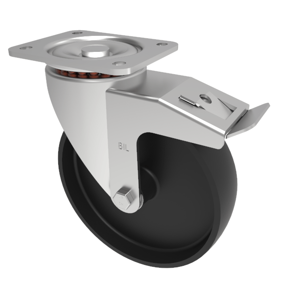 Thermoplastic Plate Swivel Castor Brake 200mm 500kg Load