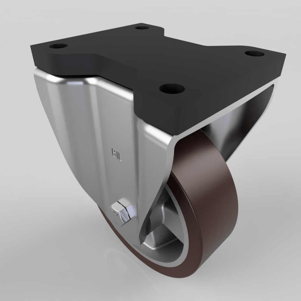 Brown Polyurethane Fixed Plate Castor 150mm 500kg