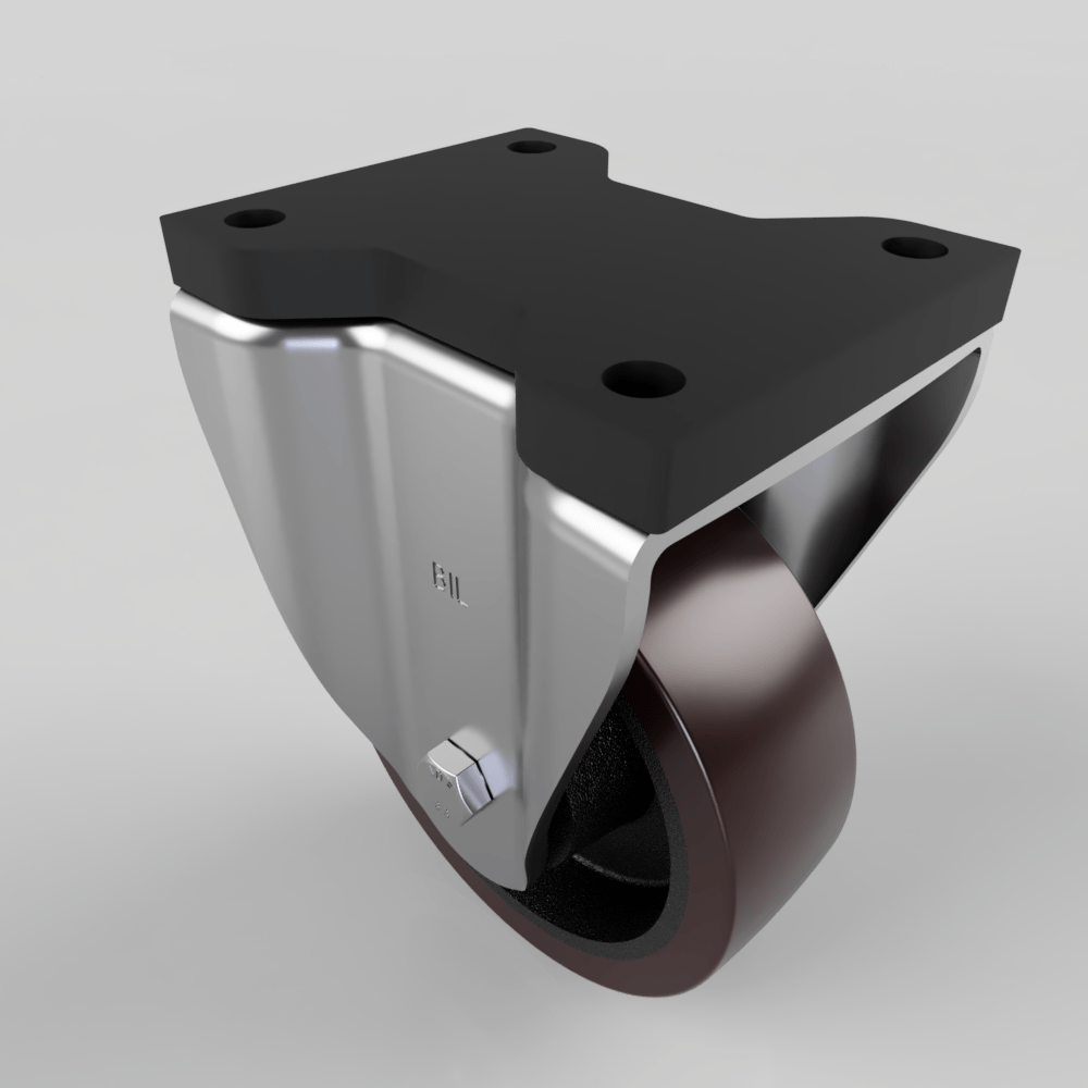 Brown Polyurethane Fixed Plate Castor 150mm 700kg