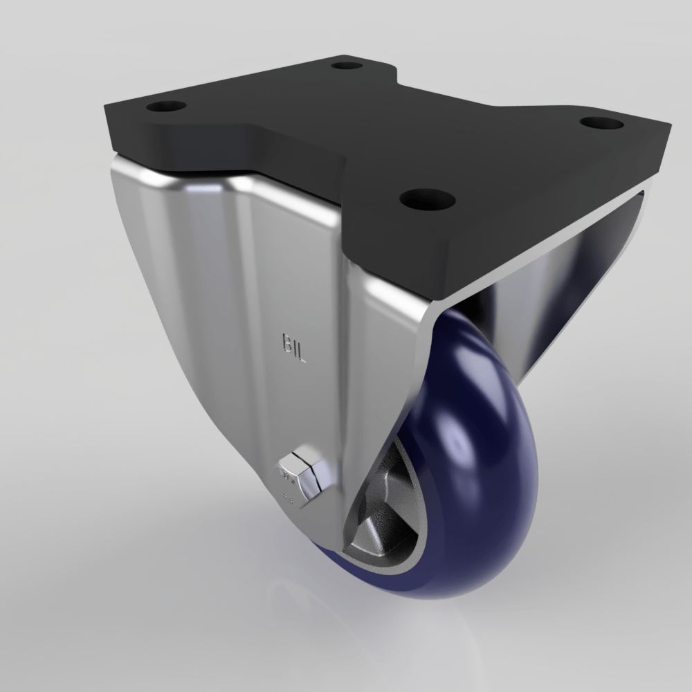 Blue Ergonomic Speed Polyurethane Fixed Plate Castor 150mm 500kg