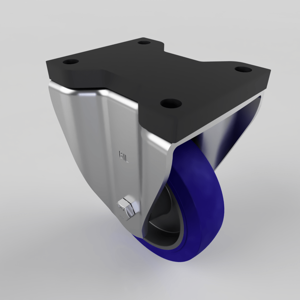 Blue Rubber Fixed Plate Castor 150mm 300kg
