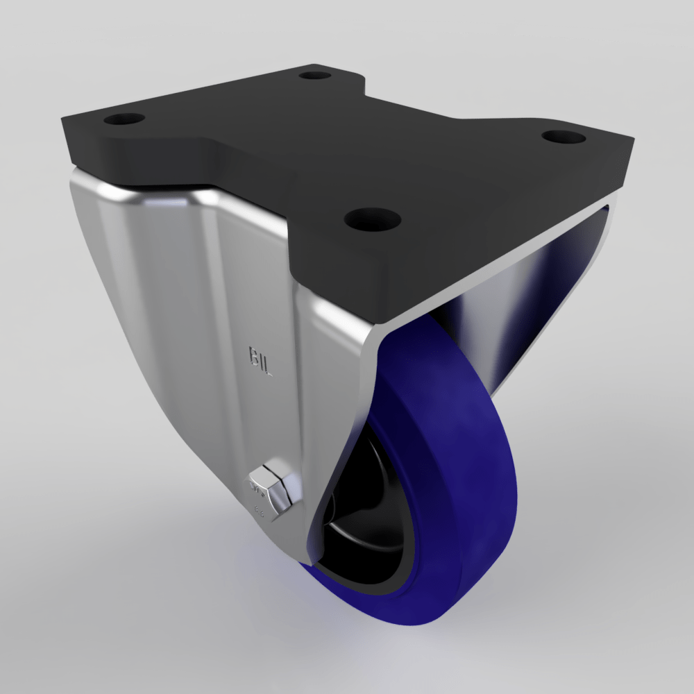 Blue Rubber Fixed Plate Castor 150mm 300kg