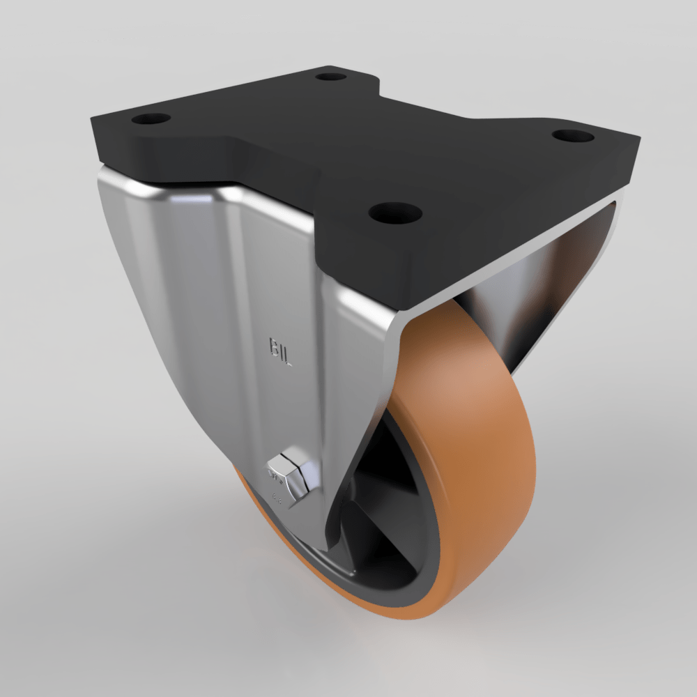 Brown Polyurethane Fixed Plate Castor 150mm 600kg