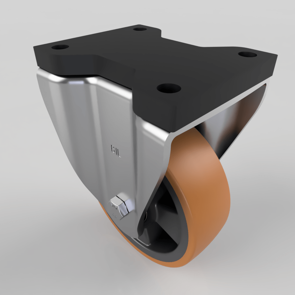 Brown Polyurethane Fixed Plate Castor 150mm 600kg