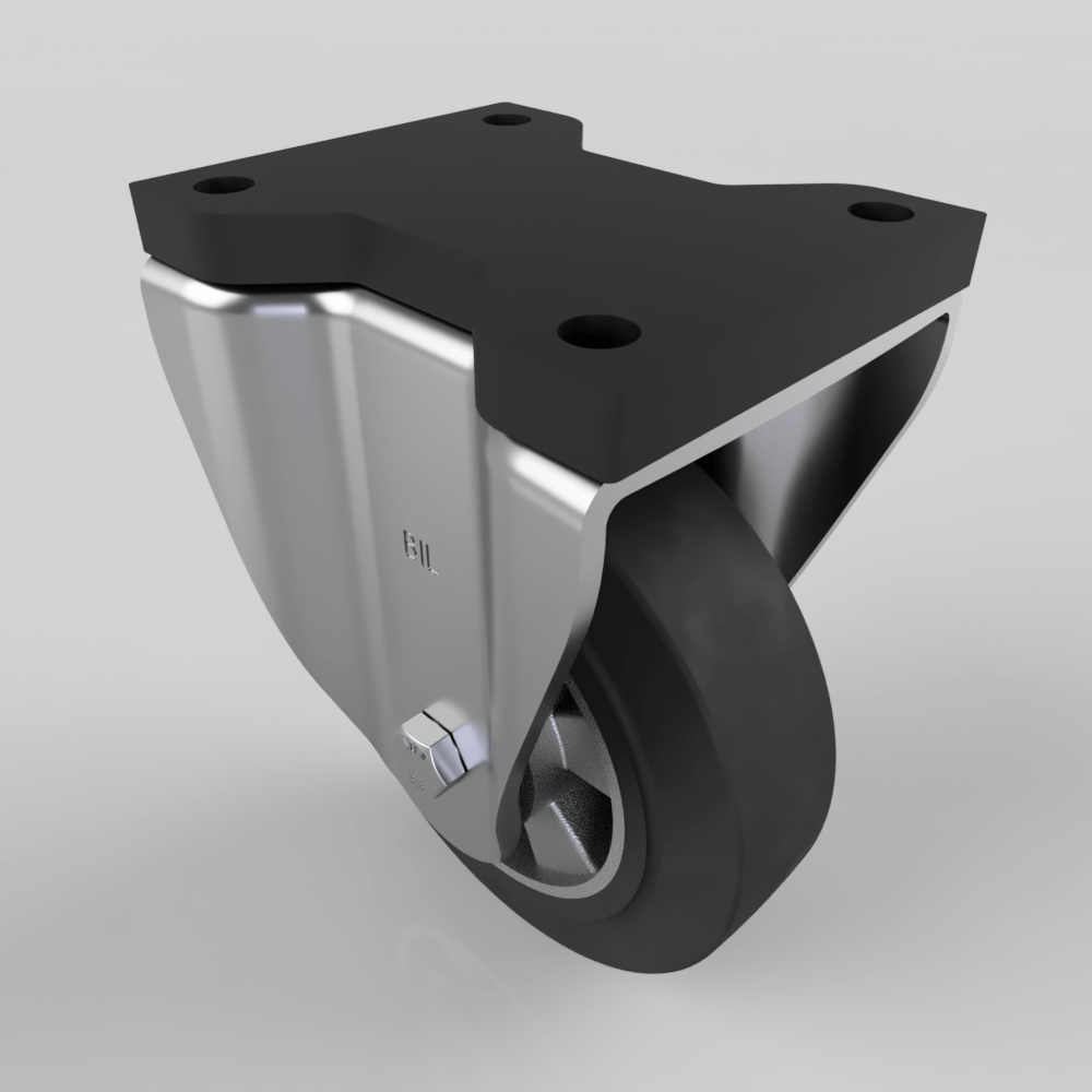 Black Speed Rubber Fixed Plate Castor 160mm 400kg