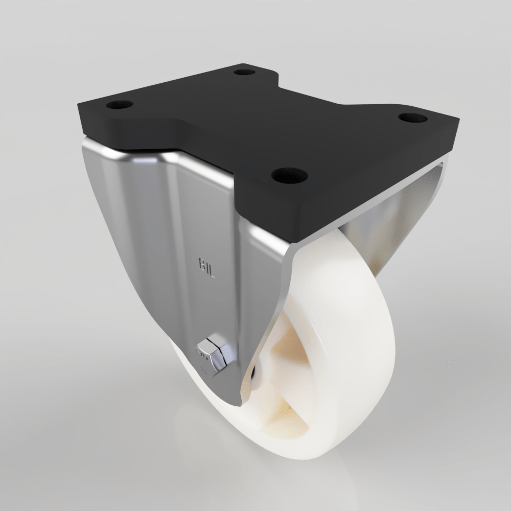 White Nylon Fixed Plate Castor 160mm 600kg