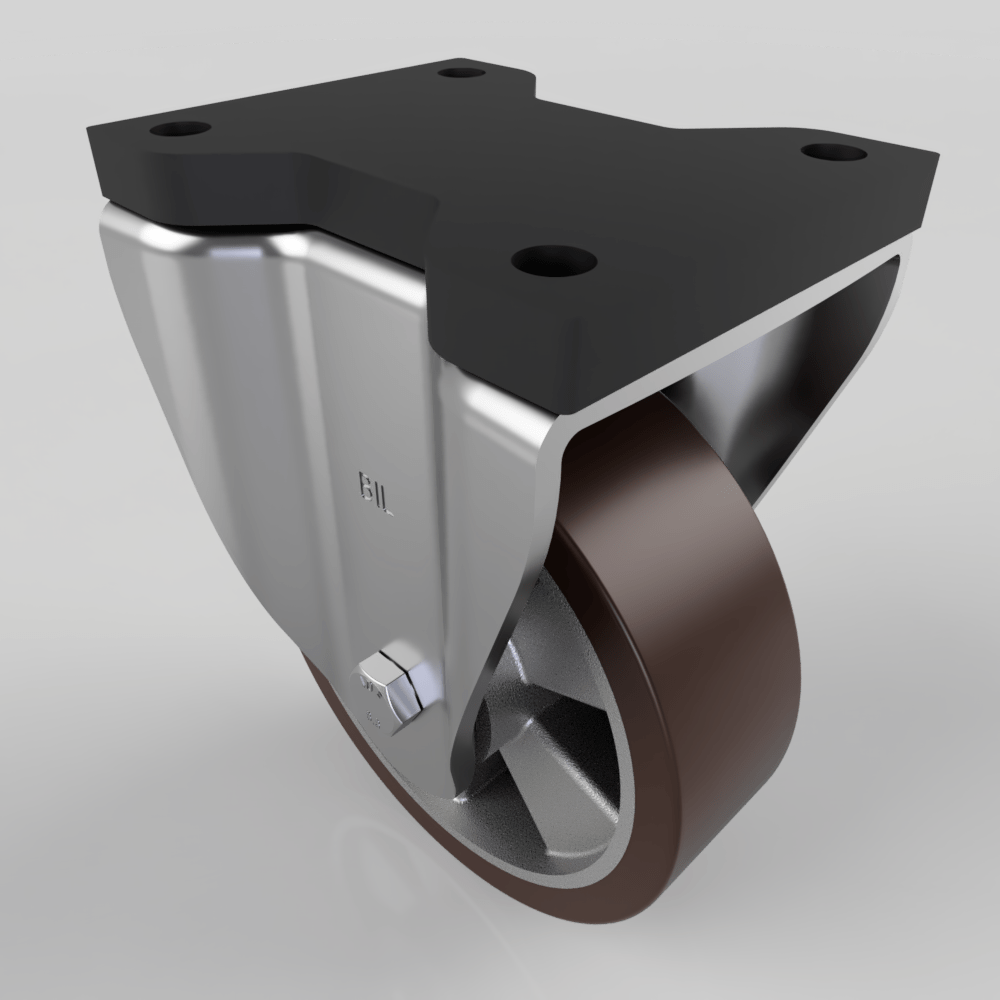 Brown Polyurethane Fixed Plate Castor 160mm 500kg