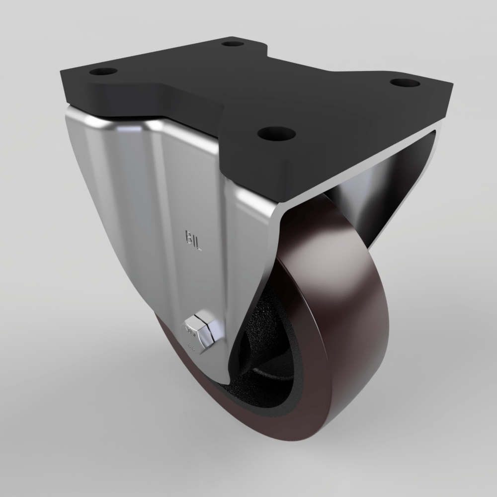 Brown Polyurethane Fixed Plate Castor 160mm 700kg