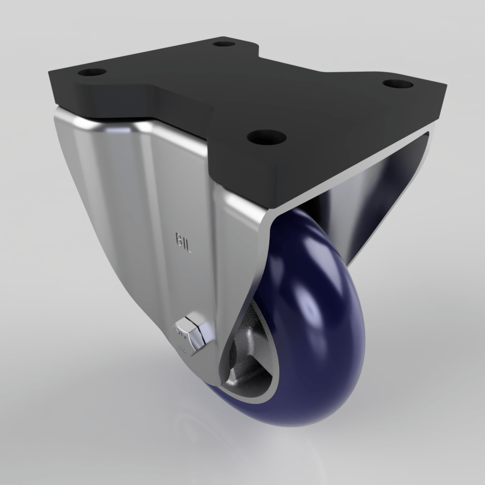 Blue Ergonomic Polyurethane Fixed Plate Castor 160mm 500kg