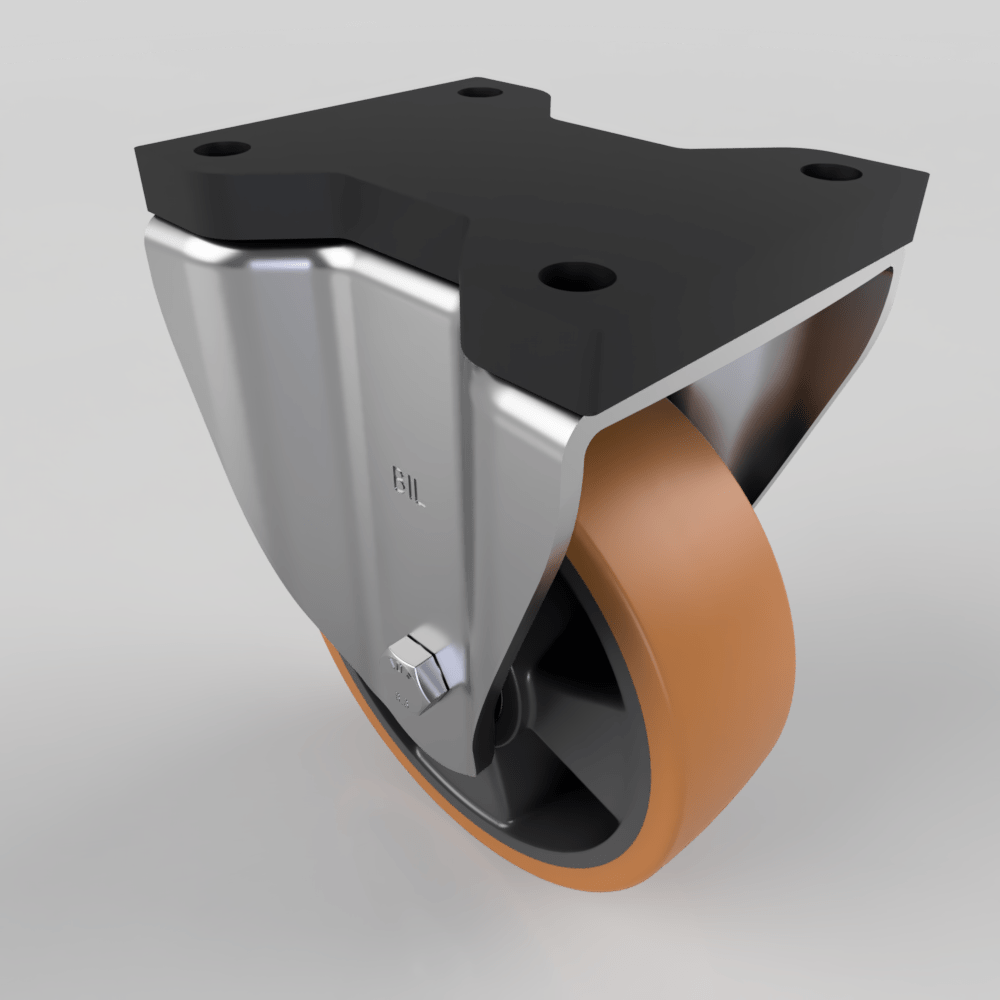 Brown Polyurethane Fixed Plate Castor 160mm 600kg