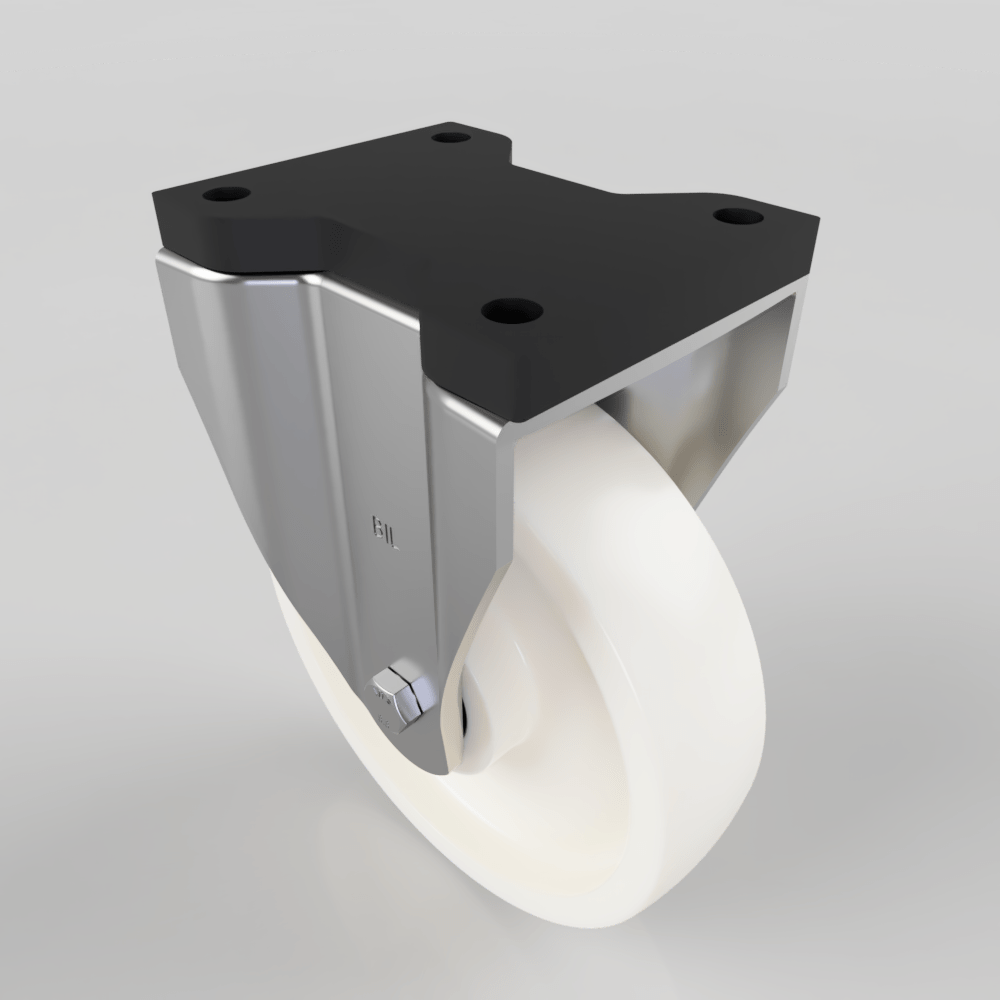 White Nylon Fixed Plate Castor 200mm 700kg