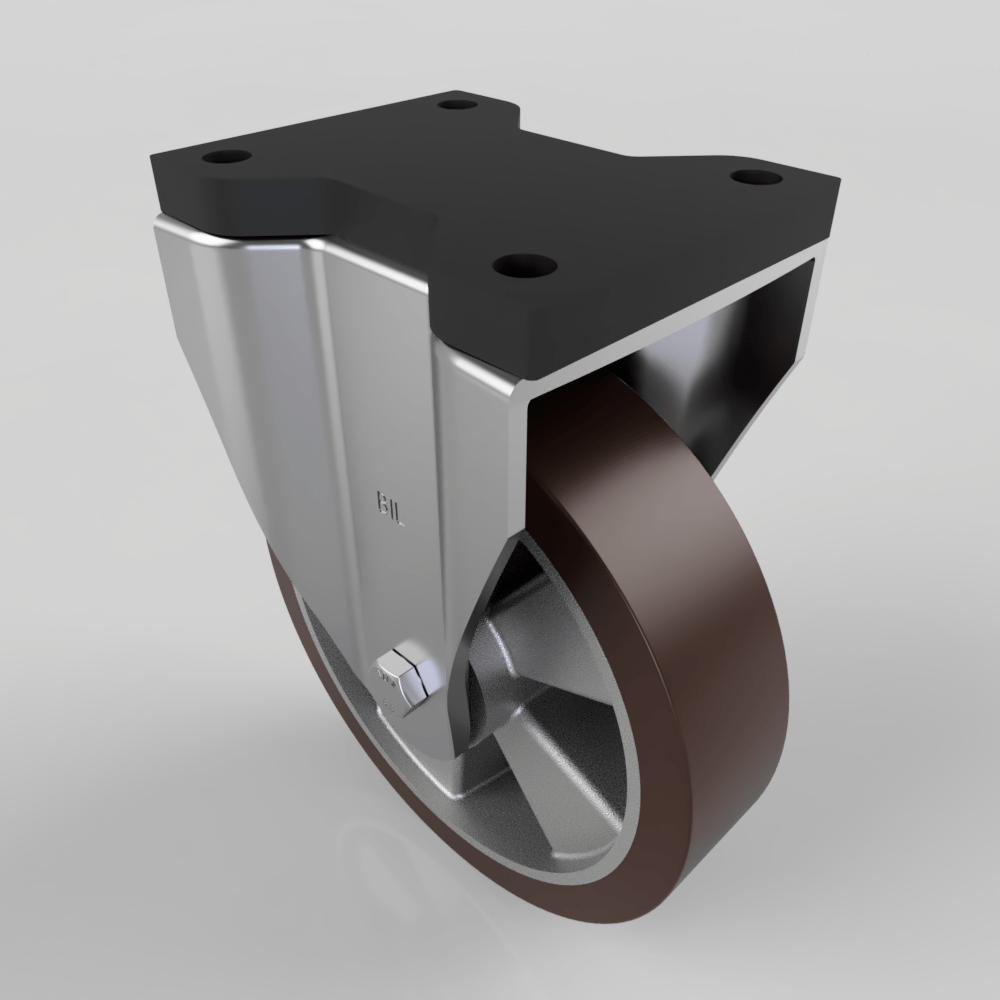 Brown Polyurethane Fixed Plate Castor 200mm 500kg