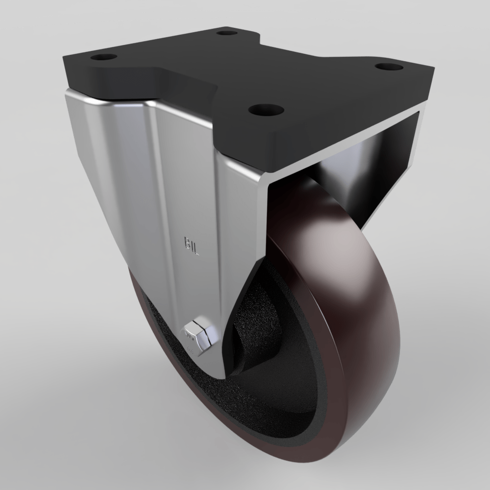 Brown Polyurethane Fixed Plate Castor 200mm 700kg