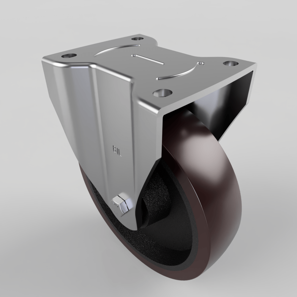 Polyurethane Cast Iron Plate Fixed Castor 200mm 700kg Load