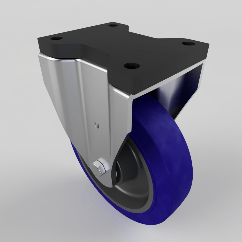 Blue Rubber Fixed Plate Castor 200mm 500kg