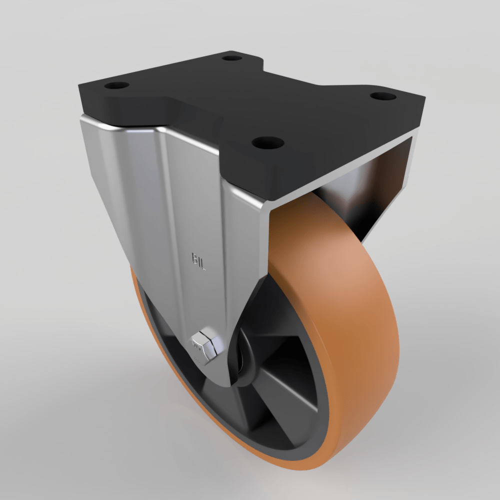 Brown Polyurethane Fixed Plate Castor 200mm 700kg