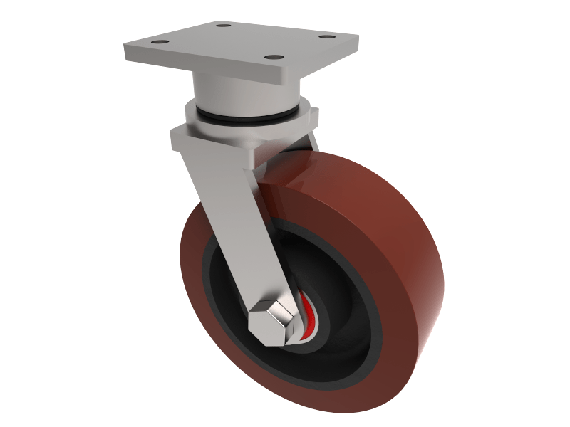 Polyurethane Cast Iron Plate Swivel Castor 300mm 2200kg Load