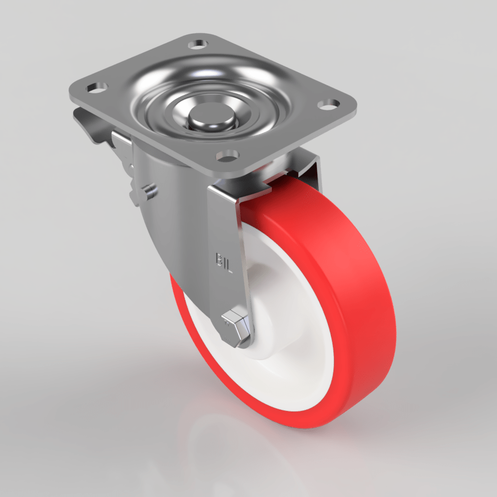 Polyurethane Swivel Plate Brake 150mm 350kg