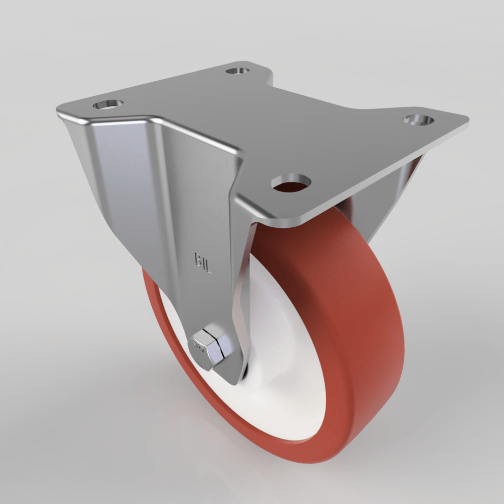 Polyurethane Nylon Plate Fixed Castor 160mm 350kg Load