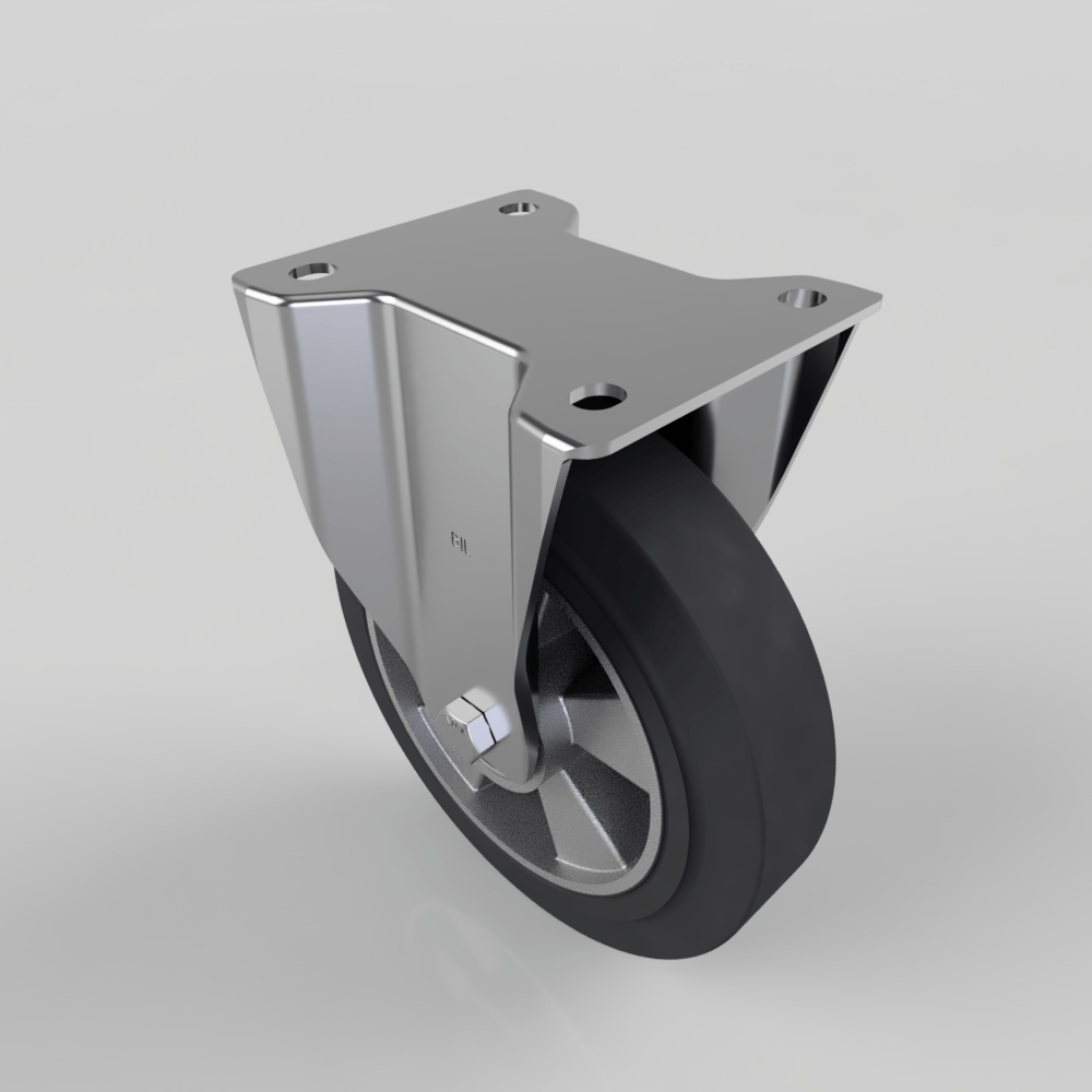 Elastic Rubber on Aluminium Plate Fixed Castor 200mm 350kg Load