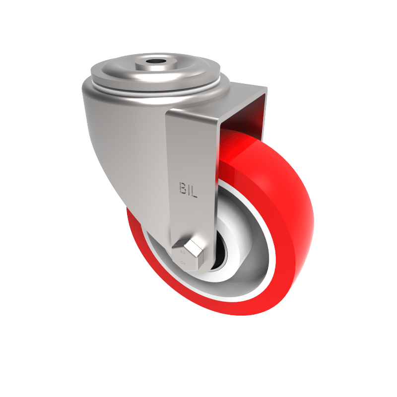 Polyurethane Nylon Bolt Hole Swivel Castor 125mm 350kg Load