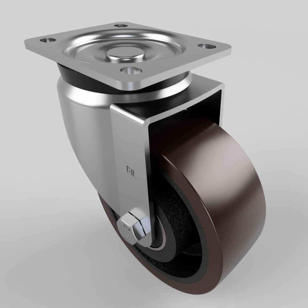 Polyurethane Cast Iron Plate Swivel Castor 125mm 500kg Load
