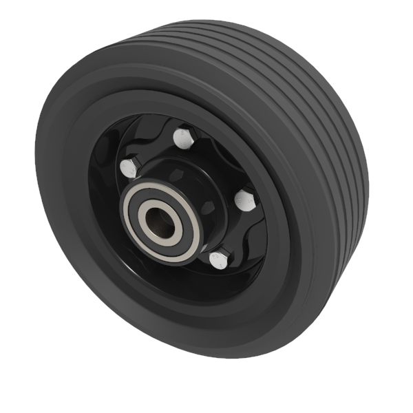 Black Rubber Pressed Steel 200mm Ball Bearing 250kg Load