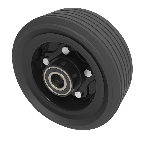 Black Rubber Pressed Steel 200mm Ball Bearing 250kg Load