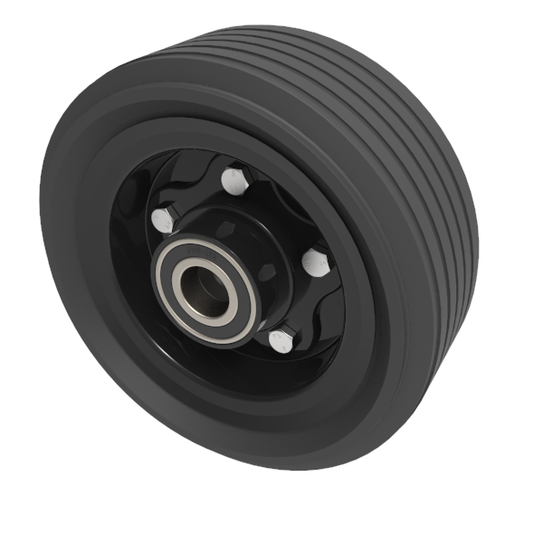 Black Rubber Pressed Steel 200mm Ball Bearing 250kg Load