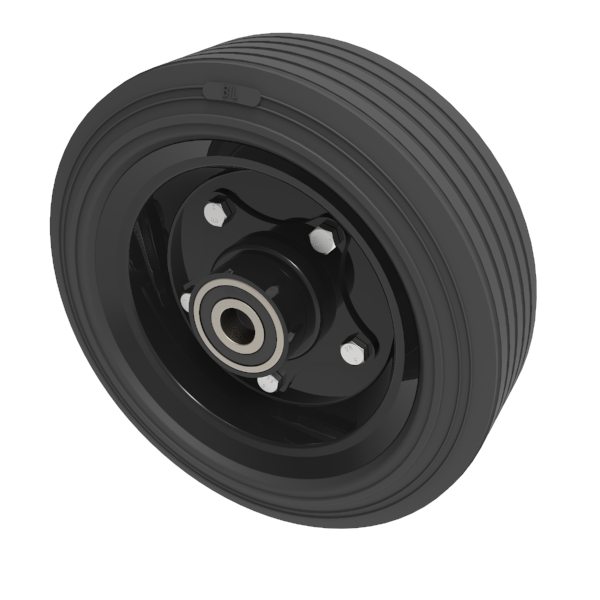 Black Rubber Pressed Steel 250mm Ball Bearing 350kg Load