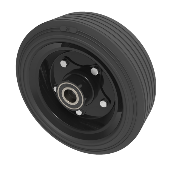 Black Rubber Pressed Steel 250mm Ball Bearing 350kg Load