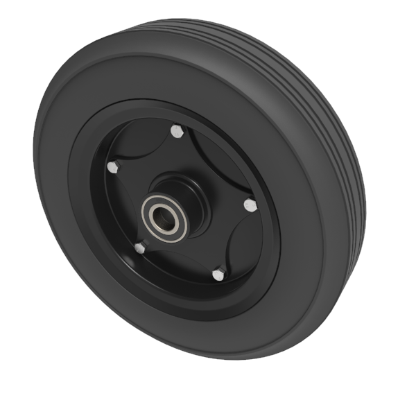 Black Rubber Pressed Steel 355mm Ball Bearing Wheel 400kg Load