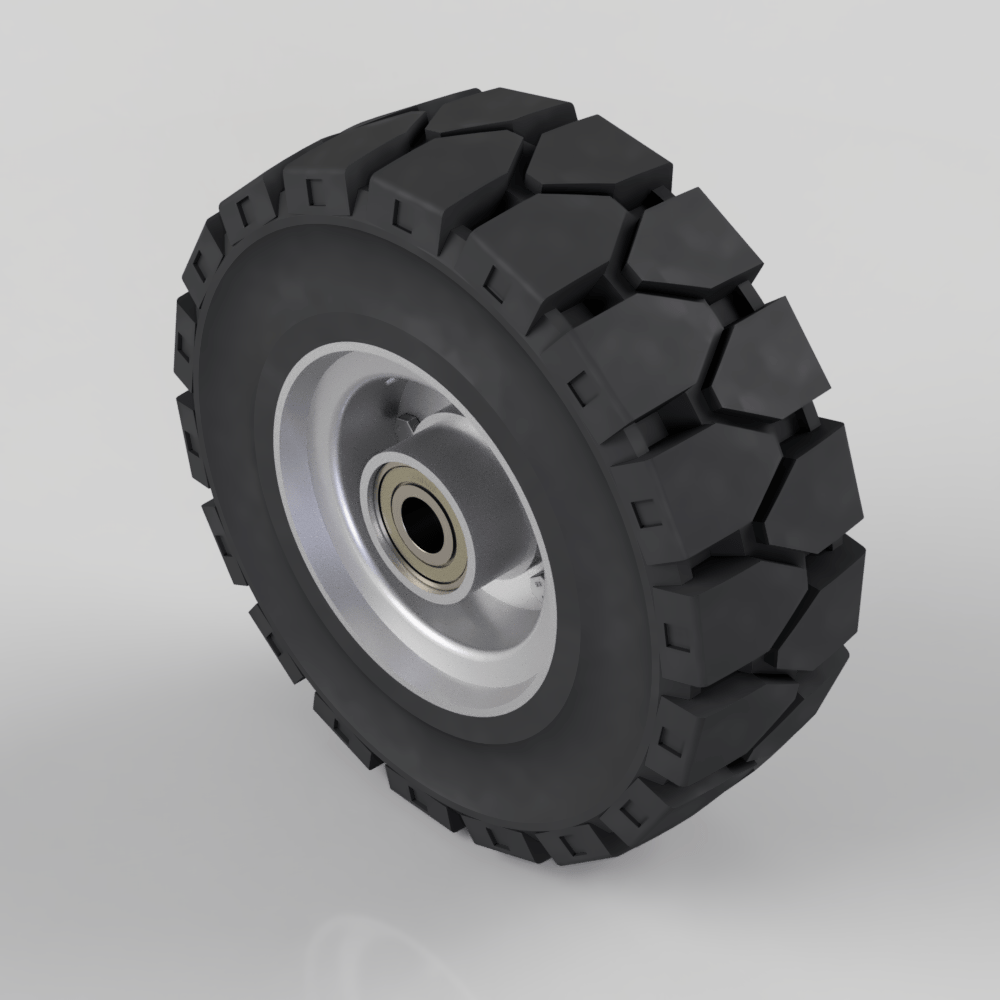 Black Elastic Speed Rubber 250mm Ball Bearing Wheel 450kg Load