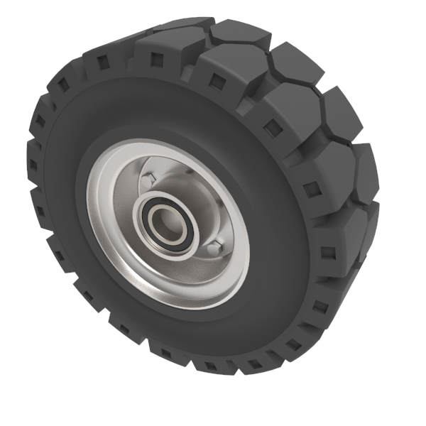 Black Elastic Speed Rubber 250mm Ball Bearing Wheel 450kg Load