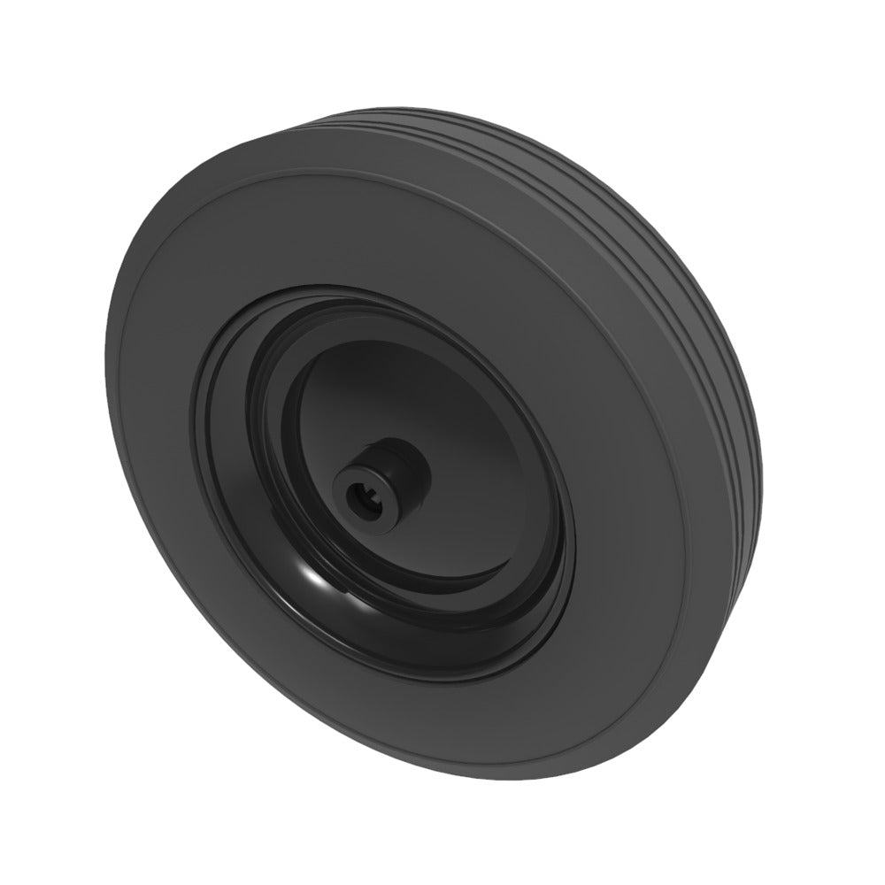 Black Rubber Pressed Steel 350mm Roller Bearing Wheel 300kg Load
