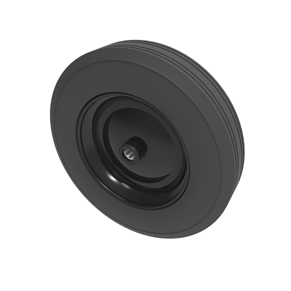 Black Rubber Pressed Steel 350mm Roller Bearing Wheel 300kg Load