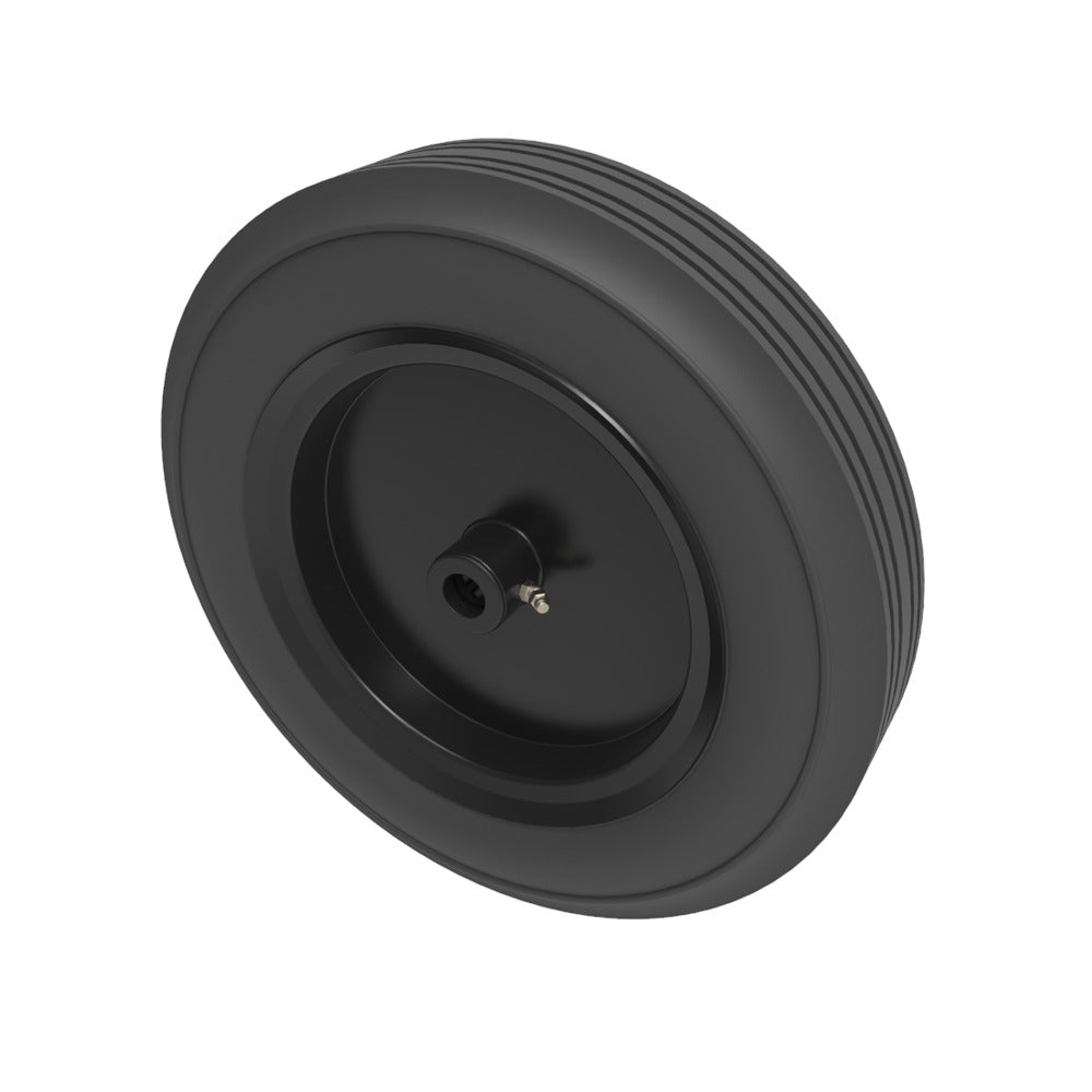 Black Rubber Pressed Steel 355mm Roller Bearing Wheel 400kg Load