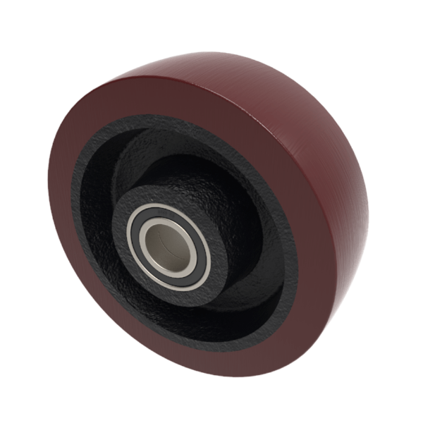 Polyurethane Cast Iron 160mm Ball Bearing Wheel 750kg Load