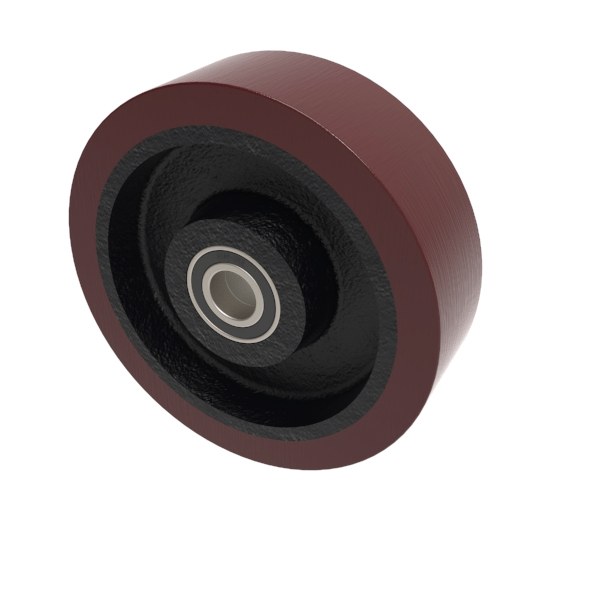 Polyurethane Cast Iron 200mm Ball Bearing Wheel 1300kg Load