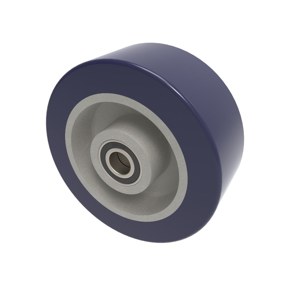 Blue Soft Polyurethane 75 Shore A 200mm Ball Bearing Wheel 1200kg Load