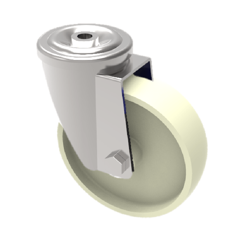 Nylon Bolt Hole Swivel Castor 80mm 190kg Load