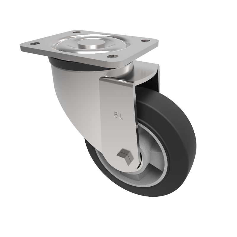 Elastic Rubber on Aluminium Plate Swivel Castor 160mm 400kg Load