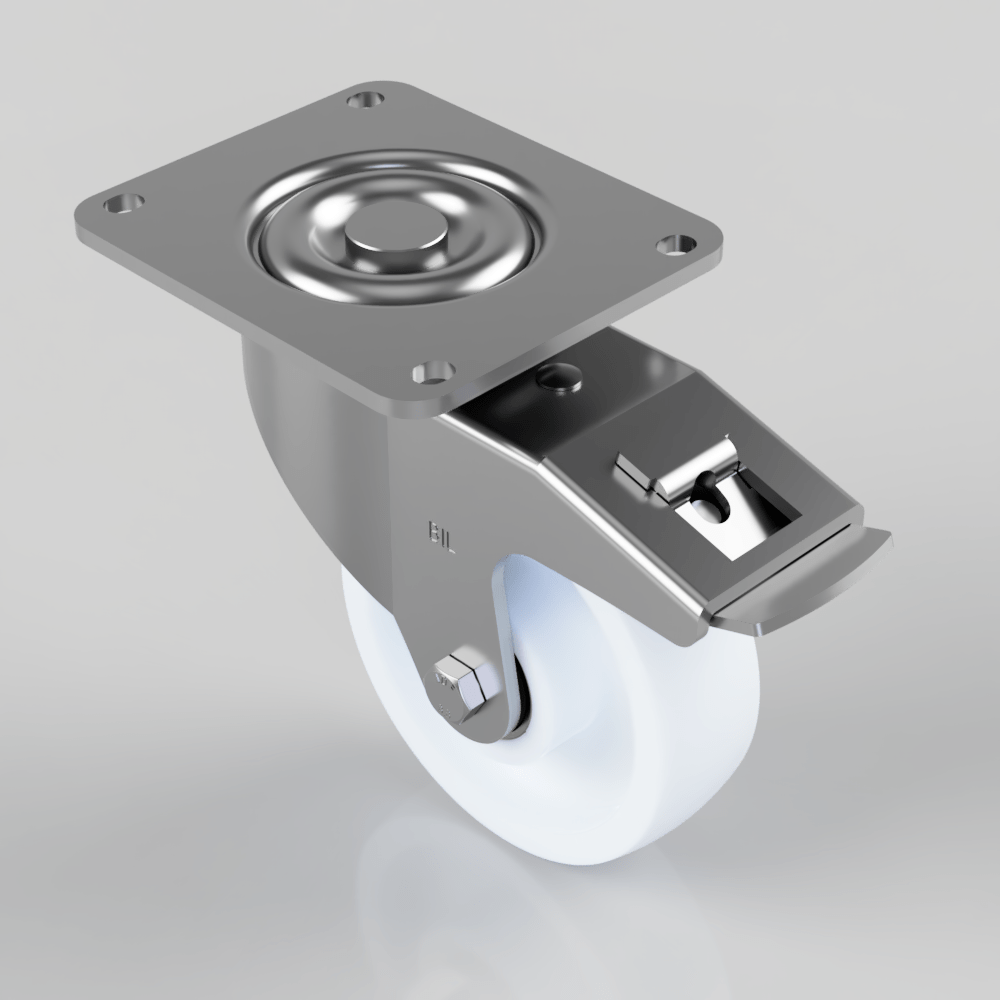 Nylon Plate Swivel Castor Brake 150mm 1000kg Load