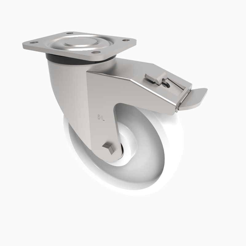 Nylon Plate Swivel Castor Brake 200mm 1000kg Load