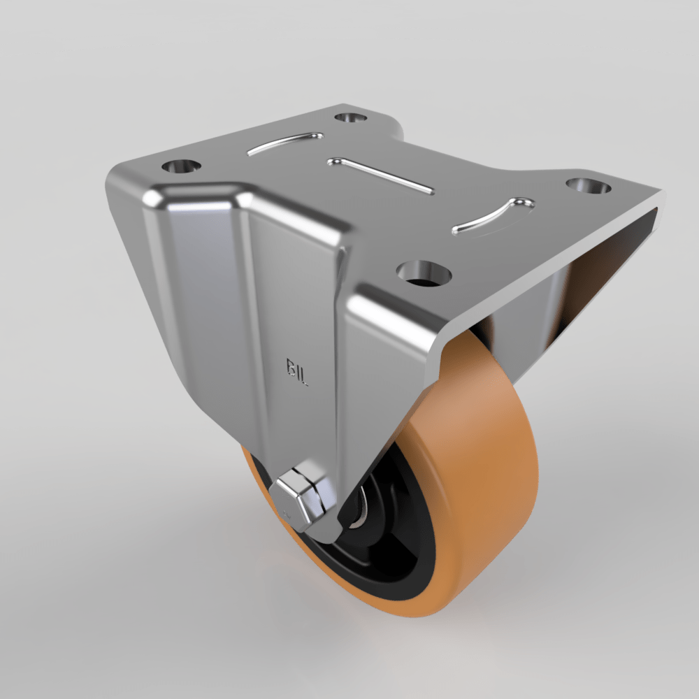 Polyurethane Nylon Plate Fixed Castor 100mm 300kg Load