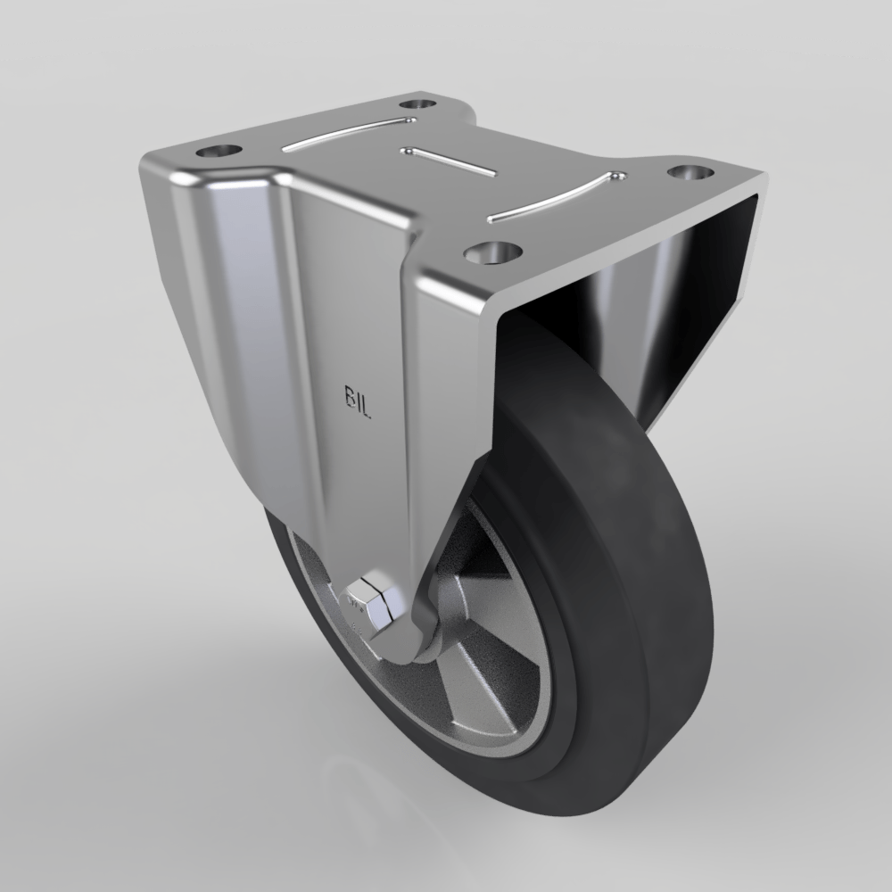 Elastic Rubber on Aluminium Plate Fixed Castor 200mm 500kg Load