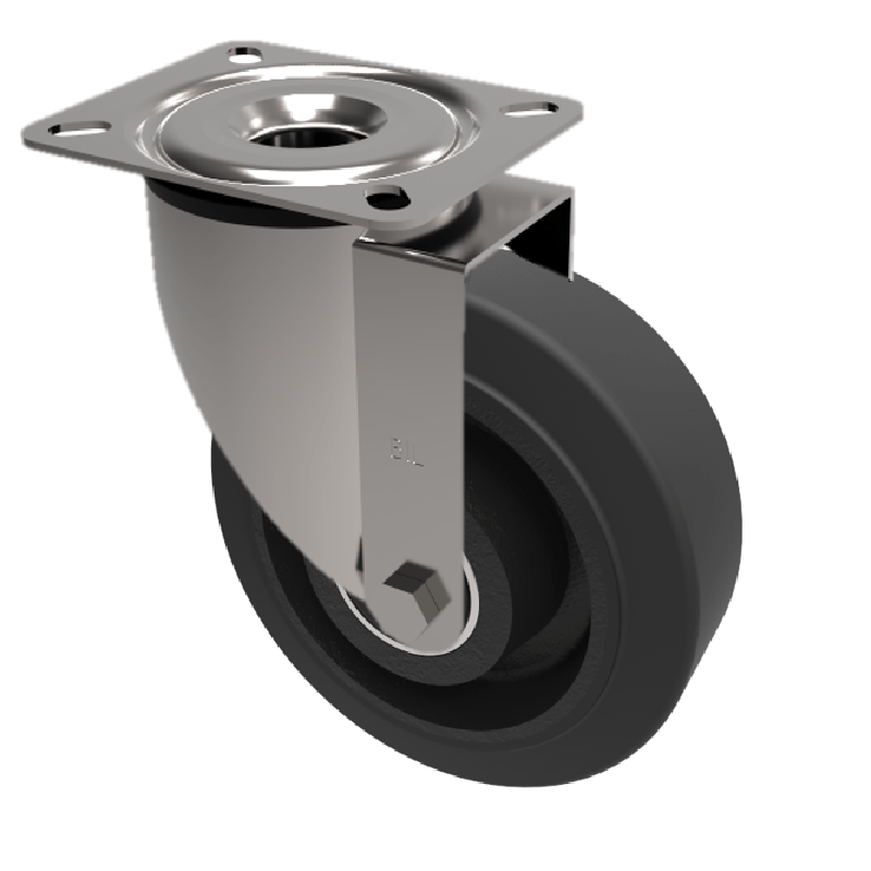 Elastic Rubber Cast Iron Plate Swivel Castor 200mm 450kg Load