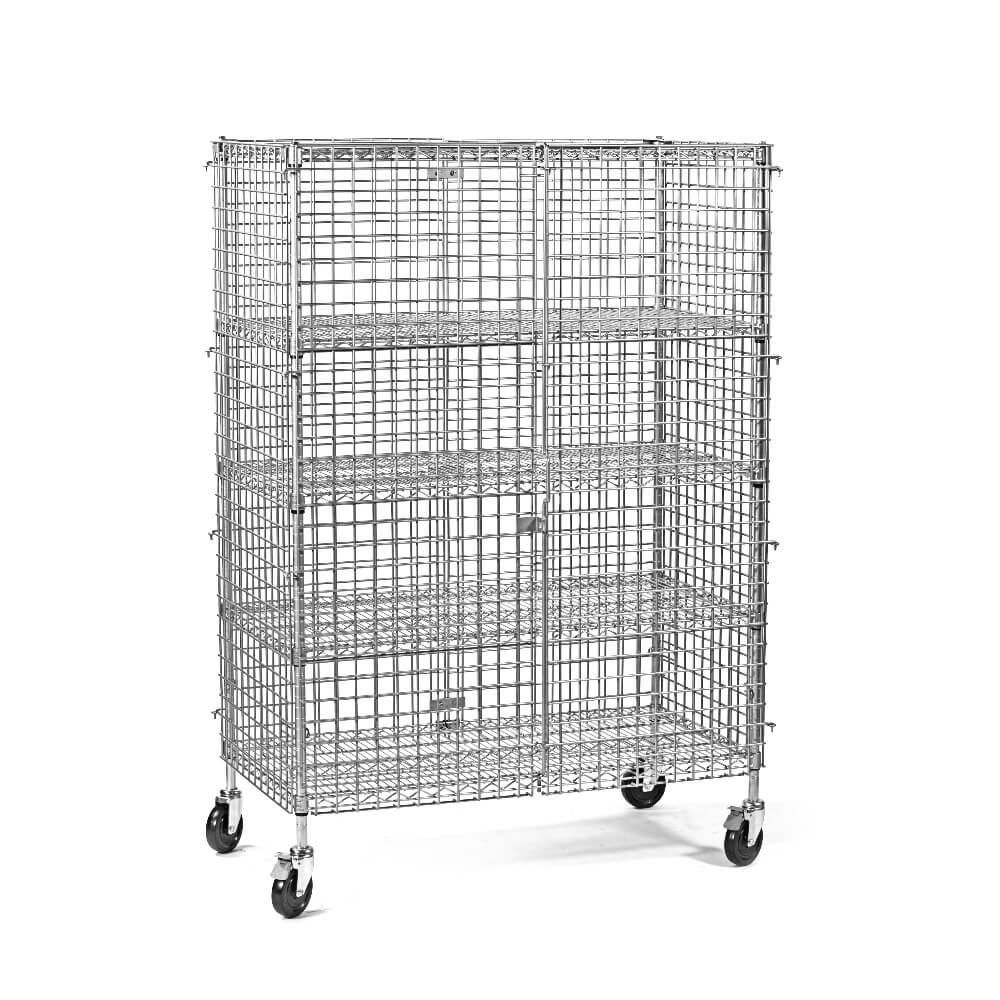 Chrome Wire Mobile Security Cage 4 Shelves